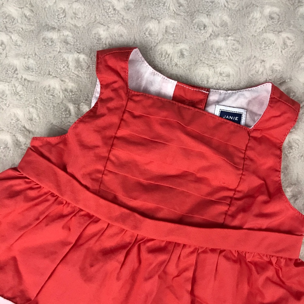 Janie and Jack Baby Girl Summer Top Coral White Colorblock Size 3-6 Months - Picture 2 of 5
